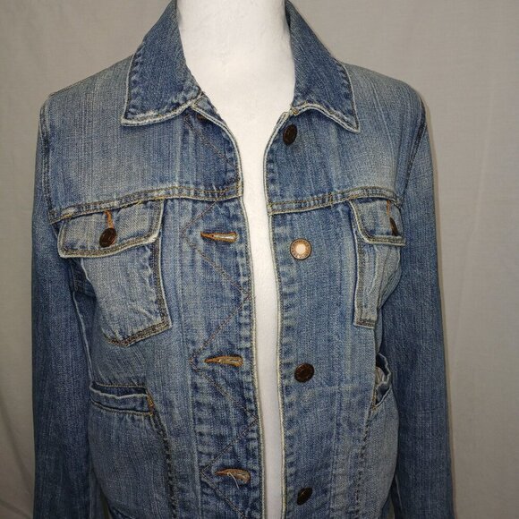 ABERCROMBIE AND FITCH VINTAGE DENIM JACKET, VINTAGE WASH, SIZE MEDIUM - Picture 3 of 6